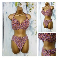LADIES MATALAN BIKINI SET,  BRIEFS Size 22 ,  TOP Size 40DD,  Geometric Floral