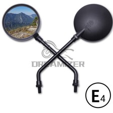 Motorcycle Rearview Mirrors Stainless Pair Round Stock Style Long Stem 10mm/8 mm