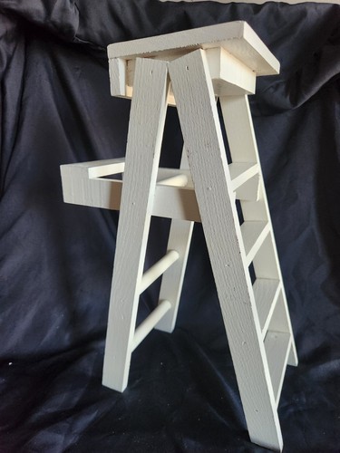 Minature white wooden - white, ladder