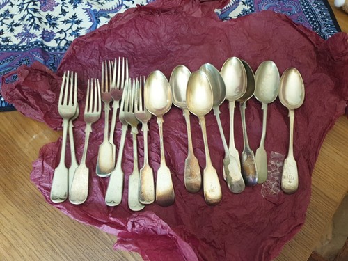 Silver forks and spoons - silver,