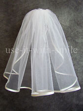 1 Tier Short WHITE / OFF WHITE / IVORY WEDDING HOLY COMMUNION VEIL 18" NEW UK