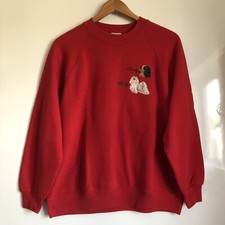Jerzees 762 Ladies Vintage Embroidered Spaniel Shih Tzu Retro Sweatshirt Size M