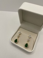 Gold Emerald Green Dangle Drop