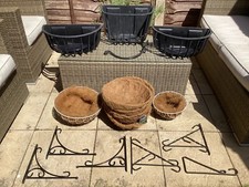 5 x Garden Hanging Baskets + 8 Liners + 6 Heavy Duty Brackets - Bundle ANGLESEY