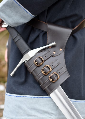 Brown leather adjustable sword - brown,