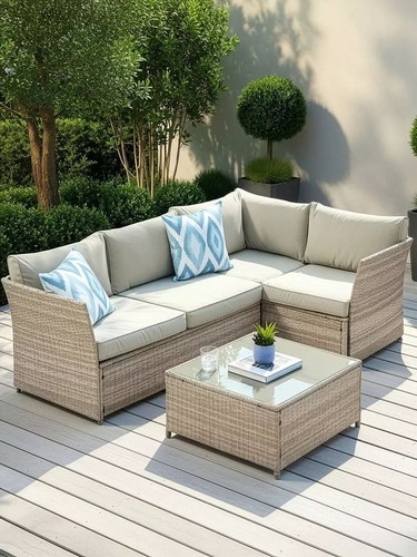 Beige rattan wicker outdoor - beige, rattan/wicker