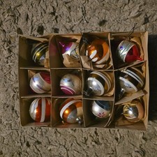 Vintage Christmas Baubles Set 12 Pieces