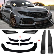 8PCS Glossy Black Front Bumper