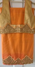 Orange Saree Brand New With Blouse Gold border with Embellishments for Weddings