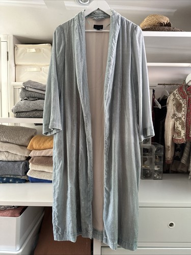 Velvet pale blue duster coat - blue,