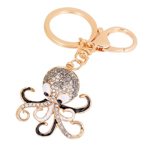 Rhinestone octopus keychain - rhinestone,