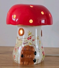  White Rabbit England Red Toadstool Mushroom Lamp Night Light 