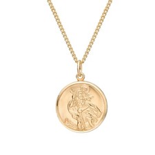 18ct Yellow Gold on Silver St Christopher Pendant Necklace & Curb Chain in sizes