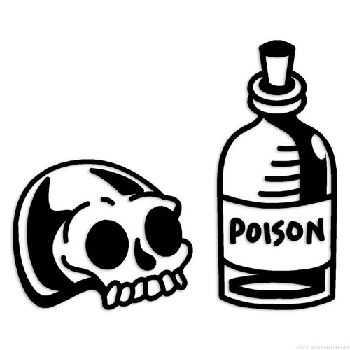 Poison bottle skull decal - bottle,