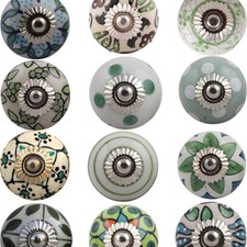 Ceramic GREEN Door Knob Vintage Shabby Chic Cupboard Handles DRAWER Quality
