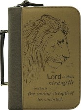 IvyRobes Bible Cover Case for Men Women Lion PU Leather Durable Zipper Bible Ba