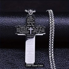 Lords Prayer Cross Crucifix Christian Pendant