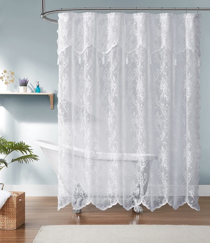 White lace shower curtain - curtain, with