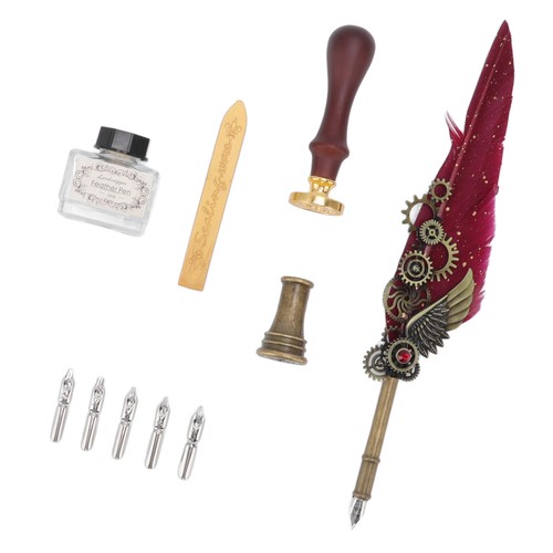 Feather pen ink set - feather,