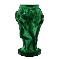 Art Deco Malachite jade Glass Ladies Figural Vase 1930' H.Hoffmann by Lalique