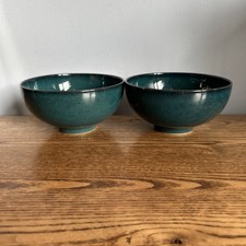 DENBY GREENWICH RICE BOWLS X2 