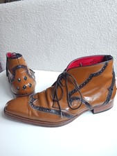 Jeffery West Muse Boots Tan Black Studded Gothic Brogue point toe Rare Size 10