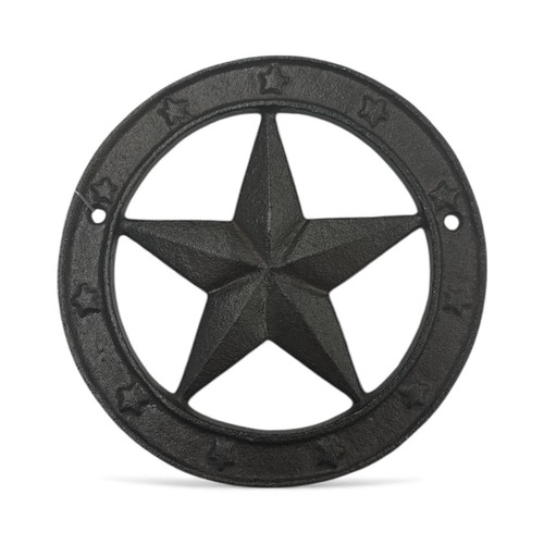 Small cast iron star plaque - cast,