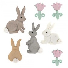 Dress It Up Buttons - Jumping Around (Rabbits) 7pcs #10275