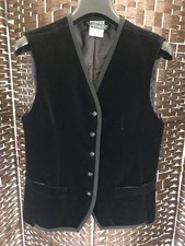 Ladies Black Velvet Waistcoat by Laura Ashley Five Buttons Two Pockets UK10