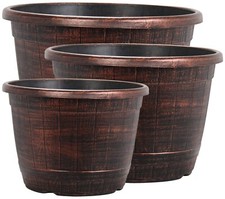Copper wooden barrel - plant, pot
