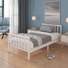 White Wooden Bed Frame Pine