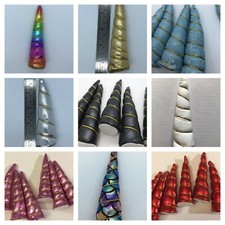 Unicorn horns - 13.5cm and 10cm - White, black, rainbow, blue, pink, silver, gol
