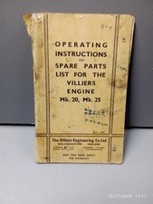 VINTAGE VILLIERS ENGINE MK20 MK25 operating instructions