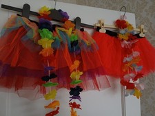 Fancy dress children 2 net skirts and 2 Hawaiian flower garland
