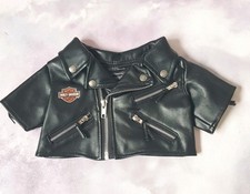 Build A Bear, Black Faux Leather, Harley Davidson Motorbike,  Biker Jacket. B597