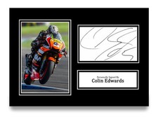 Colin Edwards Hand Signed A4 Photo Autograph Card MotoGP Superbikes Gift Display