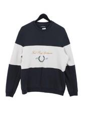 Fred Perry Men's Hoodie L Blue Cotton with Elastane Pullover