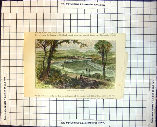 Old print distant view perth - old,