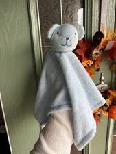 TJM Moon & Stars Blue Teddy Bear Baby Comforter Blanket Blankie Soother