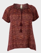 Faded Glory blouse top womens plus size 16 18 20 burnt orange bronze aztec print