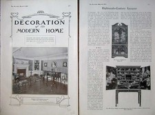 Original Old Antique Print 1907 Decoration Home Queen Anne Victoria Furniture