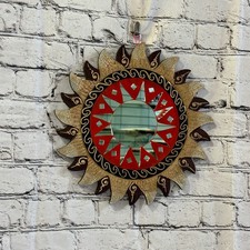 Red Gold Sun Mosaic Tile Wall