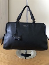 RADLEY BLACK LEATHER HANDBAG & DOG TAG CHARM