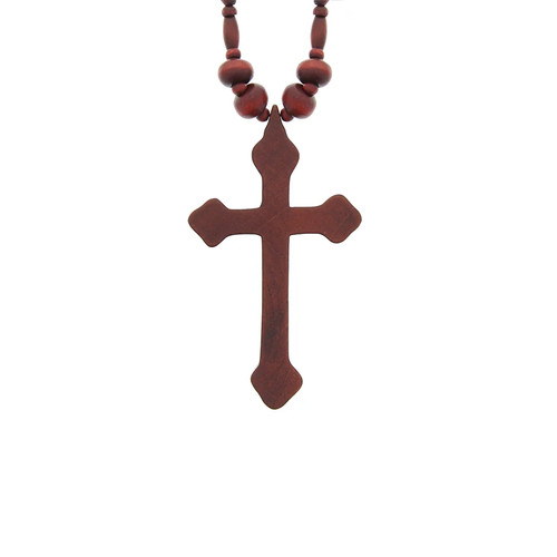 Wooden beaded large cross - wooden,