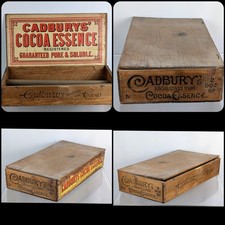 Antique Advertising Cadburys Chocolate Cocoa Essence Wooden Display Box Crate