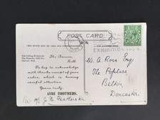 D GB 1923 WEMBLEY EXHIBITION LION PMK ON WATERLOO CAKES ADVERT PC TO BELTON