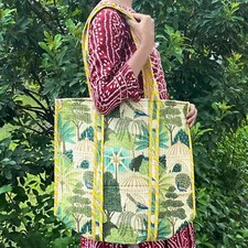Peacock Print Cotton Tote Bag