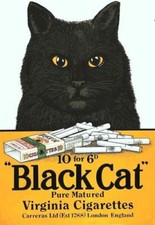 Vintage Black Cat Cigarettes Advertisement Poster Print A3/A4