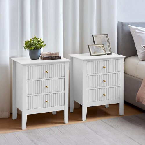 Pair drawer bedside - of, 3