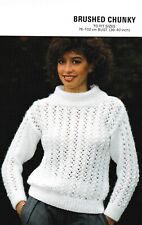 665 LADY'S LACY SWEATER BRUSHED CHUNKY 30 TO 40" VINTAGE KNITTING PATTERN COPY